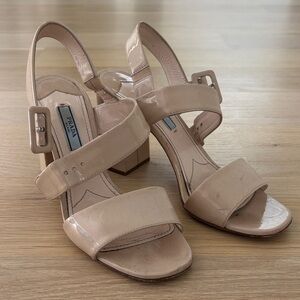 Prada Women's Nude Patent Leather Heels